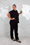 Women's Plus Size Muslin Jacket and Pants Two-Piece Set - 5