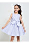 Purple Jacquard Dress with Bow Detail