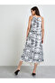 Multi-Color Graphic Print Tassel Details Strappy A-Line Maxi Dress - 5