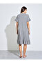 Grey Ribbed V Neck Ruffle Detail Nightdress - 4