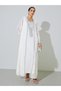 White Embroidered Front Open Abaya with Inner Dress Set