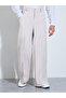 Cream Wide Leg Trousers with Center Seam