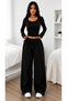 Opportunity Product 3-Pack Women's Black Gray Navy Blue High Waist Trendy Wide Leg Sweatpants - 6
