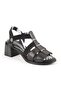 Women's Sandals Evening Dress Genuine Leather Thick Heeled Elastic Metal Accessory 26Y-2940
