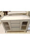 Modern Buffet and Storage Cabinet with Ribbed Glass Doors - 4