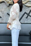 Women's Glittery Fabric Double-Breasted Collar Flounce Side Tie Blouse Sun438 - 3