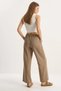 Women's High Waist Elastic Waist Tied Detailed Pocketed Fabric Mink Trousers - 6
