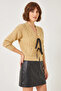 Women's Knitted Mink Cardigan with Bow Front and Pockets - 2