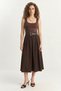 Women's Pleated Detailed Midi Length Belted Brown Skirt - 3