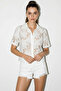 Women's Floral Patterned Lace Embroidered Short Sleeve White Shirt