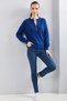 Women's Ribbed Turtleneck Striped Knitwear Navy Blue Sweater - 6