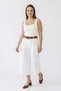 Women's High Waist Pleated Detailed Wide Leg Culotte White Trousers - 3