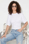 Women's Waist-Fitted Wide-Sleeve Natural Viscose White Blouse - 4