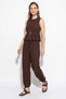 Women's Flounce Blouse with Gold Accessories and Shalwar Trousers, Comfortable Wrinkled Suit, Bt Bitter Coffee Color - 3