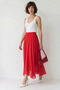 Women's Elastic Waist, Crush Effect, Lined, Flounce Long Red Skirt - 3