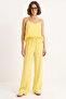 Women's Strappy Woven Modal Lemon Yellow Blouse and Pants Set