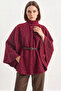 Women's Belted Cashmere Araboy Poncho Claret Red - 5