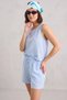 Women's Thick Strap Blouse with Elastic Waist and Pocket Detail Shorts Muslin Baby Blue Set - 4