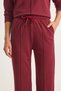 Women's Crew Neck Long Sleeve Top Ribbed Elastic Waist Loose Burgundy Pants Set - 5