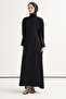 Chinese Buttoned Kaftan Dress Black