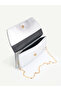 Silver Shk350 Chain Strap, Magnetic, 3 Compartments, Women's Evening Dress and Clutch, Hand and Shoulder Bag - 4