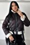 Women's Belted Plush Lined Leather Coat with Fur Detail Biker Jacket - 2