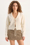 Women's Collared Knitwear Cardigan with Tie Detail - 7