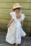 Girl's Bow Detailed Embroidered Scalloped Dress White - 2