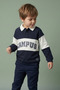 Unisex Kids Polo Collar Sweatshirt College Printed - 2