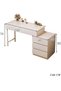 CityRiya-Long Bedroom Dresser Table, Dressing Table, 100cm Makeup Table with 5 Drawers and Shelf, Vanity Table, Modern Vanity Desk, White Bedroom Bedside Table for Girls Women - 4