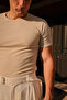 Tavia Beige Crew Neck 100% Cotton Men's Tshirt - 4