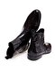 Black Color Laceless Genuine Leather Men's Boots - 2