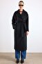 Oversize Low Sleeve Double Breasted Coat Black 3173 - 5