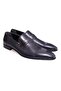 Dark Blue Color Laceless Genuine Leather Men's Shoes