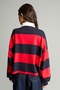 100% Cotton Loose Fit Polo Collar Color Block Embroidered Long Sleeve Sweatshirt H9944Ax26Au - 5