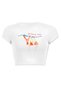 Women's Beach Printed Cotton Lycra Crop White - 3