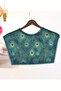 Peacock Feather Patterned Emerald Green Luxury Women's Shoulder Shawl - Collar Scarf - 4