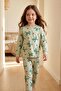 Girls' Bow and Polka Dot Patterned Long Sleeve Pajama Set