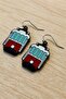 Nostalgic Tram Car Shaped Enamel Women's Earrings Double Piece Handmade Earrings - 2