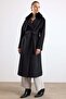 Oversize Detachable Fur Low Sleeve Coat Black 3178 - 5