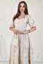 Beige Balloon Sleeve Embroidered Dress - 4