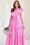 Pink Ruffled Buttoned Dress - 3