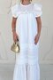 White Shoulder Ruffle Detailed and Drawstring Dress - 2