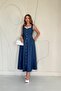 Blue Zero Sleeve Tencel Dress