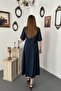 Navy Blue Single Button Short Jacket and Skirt Set - 4