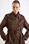 Removable Scarf Water-Repellent Trench Coat Brown 6887 - 6