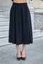 Women's Velvet Fabric High Waist Pleated Skirt with Pockets Midi Length Skirt-Black - 4