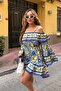 Blue Lemon Patterned Dress - 8616 - 4