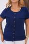 Plus Size Linen Shirt with Pockets - 7