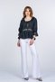 Women's Summer Black Lace Collar Ruffle and Waist Tulle Lace Detailed Blouse Shirt 70073 - 2